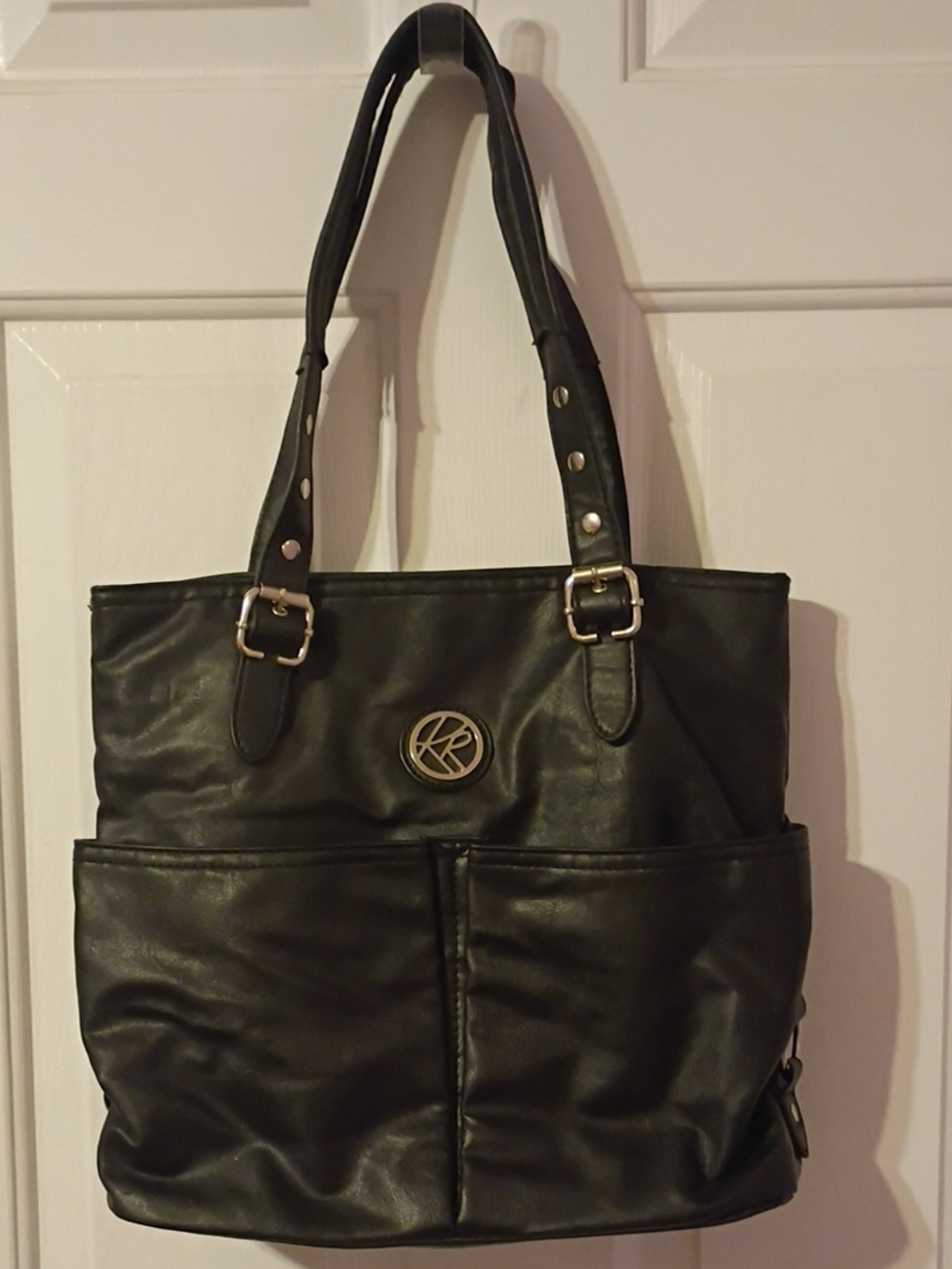 Kim Rogers Black Tote Bag with Front Pockets -